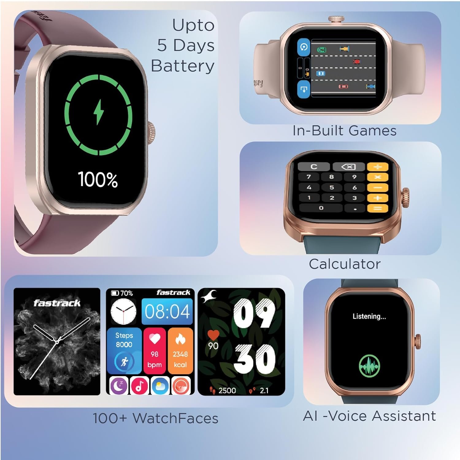 Fastrack Limitless FS2+ Smart Watch, 2.01" UltraVU Display, Functional Crown, SingleSync BT Calling, 110+ Sports Modes, 200+ Smartwatch Faces, Upto 7 Day Battery, AI Voice Assistant (Black) - Image 6