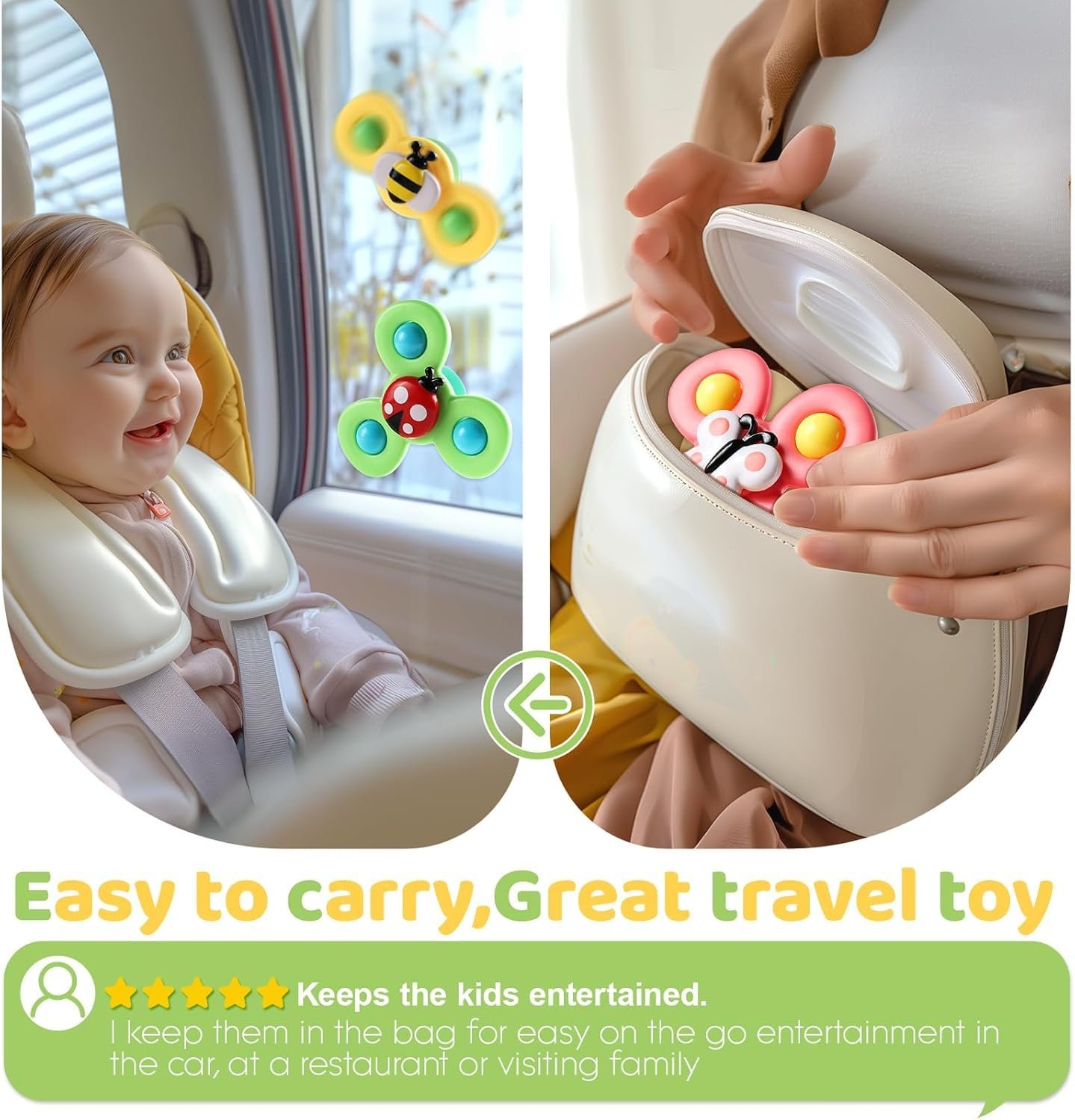 Toy Imagine Insect-Themed Suction Spinner Toys for Babies & Toddlers - Fidget Toys for Kids 0 to 5 Years – Travel-Friendly Baby Toys (Insect-Themed-2) - Image 3