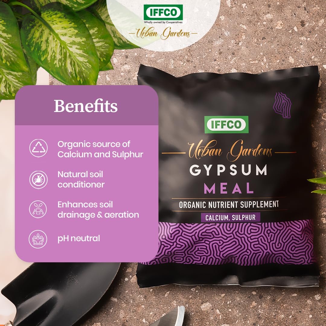 IFFCO Urban Gardens - Gypsum Meal - 900gm - Organic Calcium Sulphate Fertilizer & Soil Conditioner for Lawns, Plants and Home Garden - Plant Nutrient Supplement in Slow Release Powder - Image 4