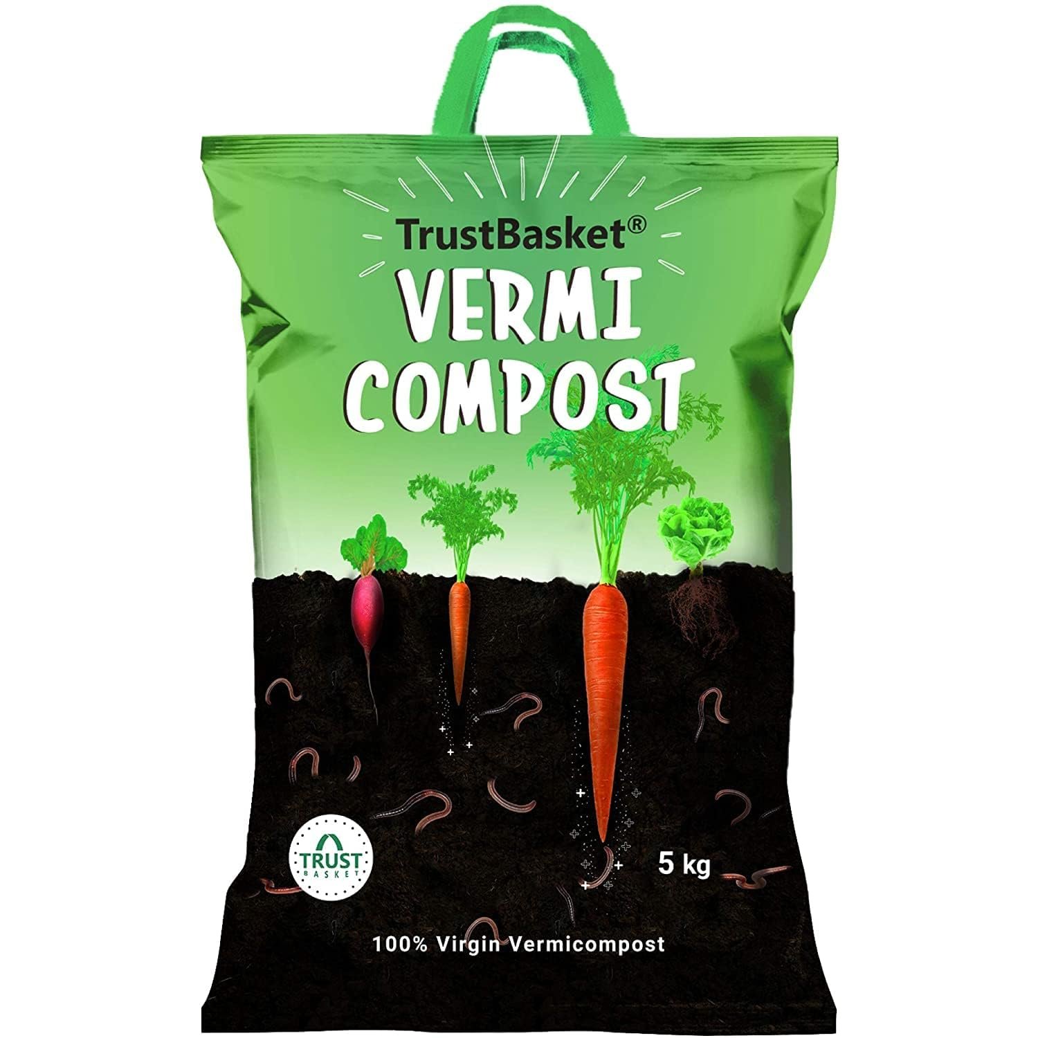 TrustBasket Vermicompost 5kg 100% Natural Organic Fertilizer for Plants | Nutrient-Rich Compost for Home Garden | Improves Plant Health, Water Retention & Soil Quality | Ideal for All Gardening Needs