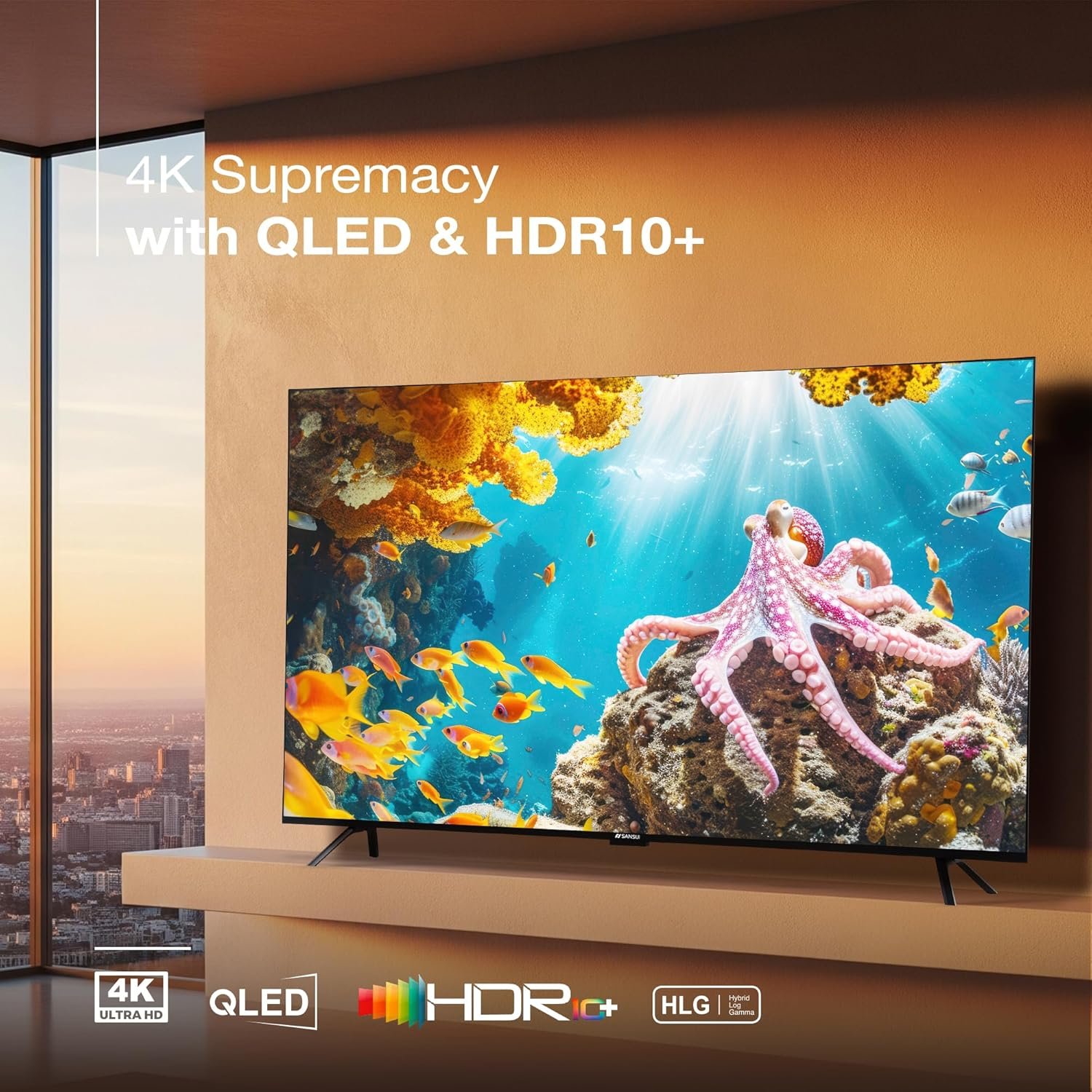 SANSUI 190 cm (75inch) 4K HDR Smart Google |HDR10+, HSR 120 Hz with Dolby Vision, Dolby Atmos & 30W Box Speaker QLED TV JSW75UG23QF (Midnight Black) - Image 3