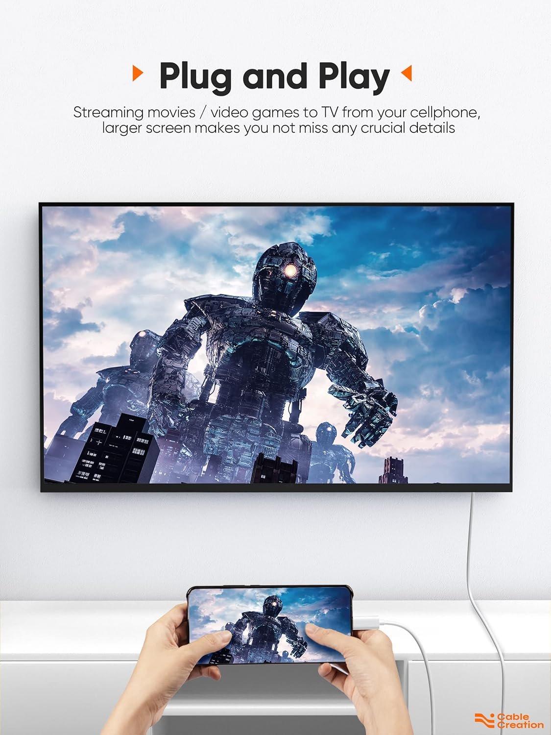 Cablecreation Usb-C To Hdmi, Type C Thunderbolt 3 Hdmi 4K Cable Compatible With Monitor, Tablet, Personal Computer, Laptop, Television, Smartphone, Projector (6 Feet 2-Pack, White) - Image 4