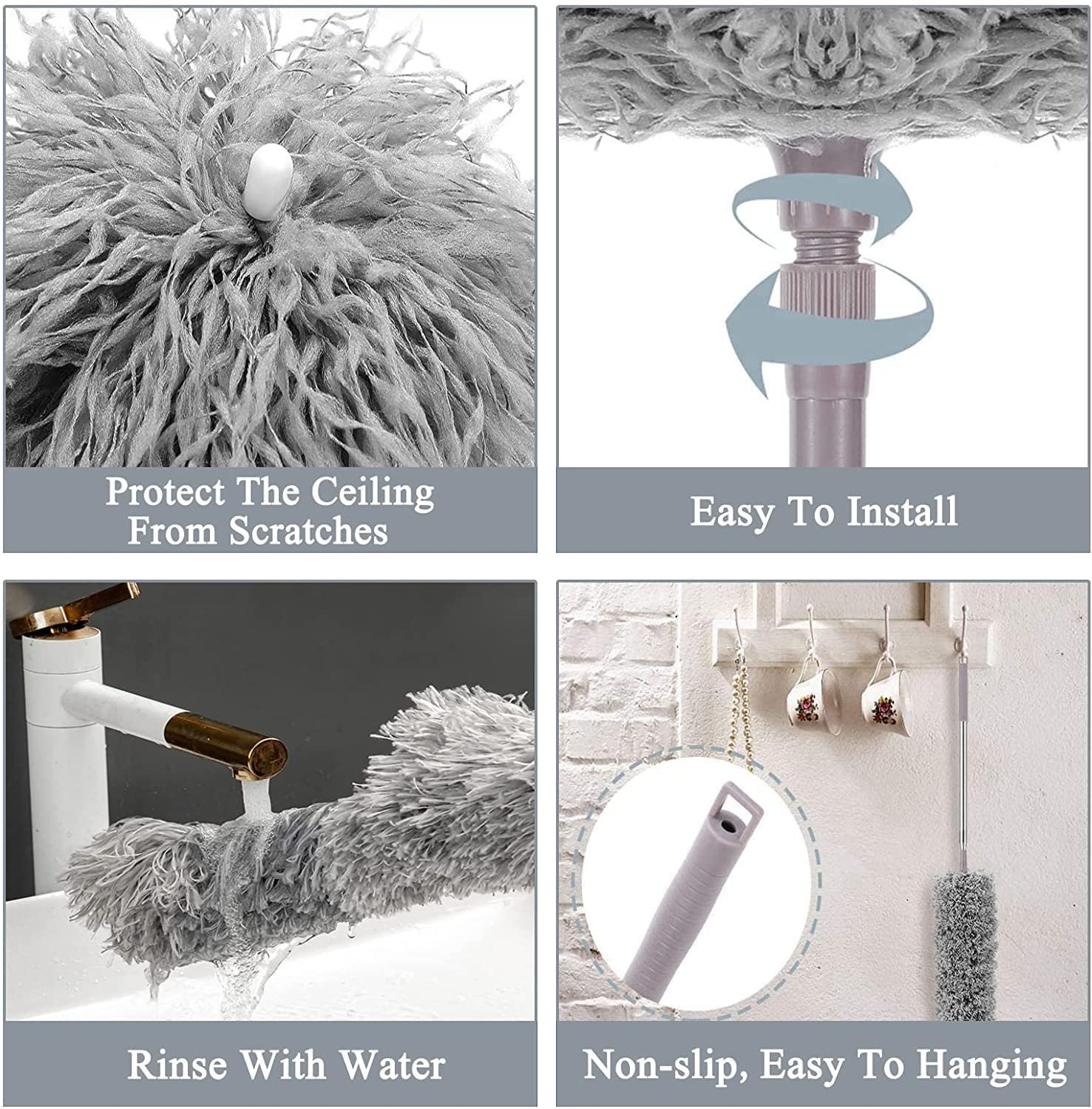 UCRAVO 2025 Upgraded Fan Cleaning Mop Microfiber Duster with Extension Pole(Stainless Steel), Extra Long 100 inches, with Bendable Head, Extendable Duster for Cleaning High Ceiling Fan, Interior Roof - Image 7