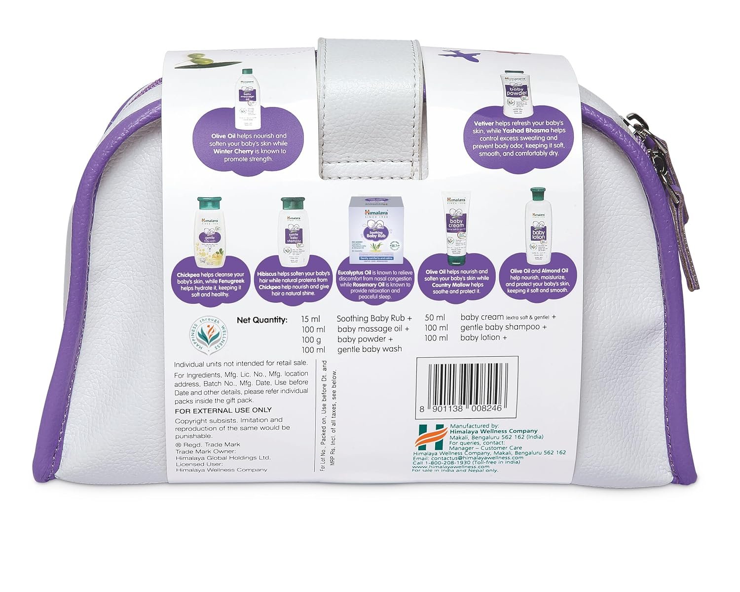 Himalaya Baby Gift Pack (7 Pieces) With Free Maternity Travel Bag| No.1 Doctor Prescribed|Gentle, Safe & Researched For Baby'S Skin & Hair, Liquid - Image 2