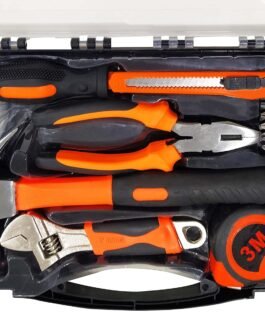 IBELL HT17-30 Hand Tool Kit (14 Pieces) | DIY & Household Repair Set with Screwdriver, Claw Hammer, Plier, Wrench, Knife, Measuring Tape & Bits | Durable Steel Tools in Hard Carry Case IBELL HT17-30 Hand Tool Kit (14 Pieces) | DIY & Household Repair Set with Screwdriver, Claw Hammer, Plier, Wrench, Knife, Measuring Tape & Bits | Durable Steel Tools in Hard Carry Case