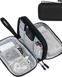 SaleOn 8.3X5 Inch Portable Storage Organizer For Usb Cable, Earphone, Power Bank,Charger, Hard Disk & Digital Gadgets, With Mesh Pockets Size 21X12Cm Inside’s Material And Color May Vary, black