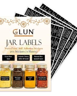 GLUN® 264 Pre-Printed Vinyl Stickers Waterproof, Non-Tearable Glossy Labels for Kitchen Pantry, Spice Jars & Glass Bottles – 25x50mm, All Categories Included GLUN® 264 Pre-Printed Vinyl Stickers Waterproof, Non-Tearable Glossy Labels for Kitchen Pantry, Spice Jars & Glass Bottles – 25x50mm, All Categories Included