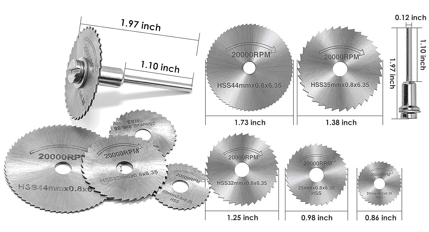 DIY Crafts 5 - Pcs HSS Rotary Saw Blades Blade Disc Saw Carving Buffing Grinder Replacement Mandrel Set Mini Circular Cutter Rotary Tool Cutting Useful Dno2 (Pack Of 1 Kit, Multi Color) - Image 9