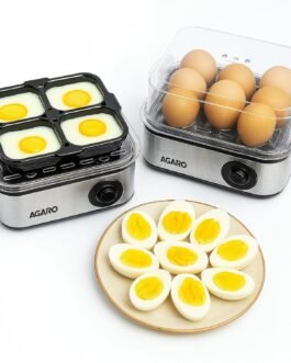 AGARO Grand Egg Boiler And Poacher, 2-in1 Boils 8 Eggs, Poach 4 Eggs, Steamed Vegetables, 3 Boiling Types, Stainless Steel Body, Transparent Lid, 500W, Silver AGARO Grand Egg Boiler And Poacher, 2-in1 Boils 8 Eggs, Poach 4 Eggs, Steamed Vegetables, 3 Boiling Types, Stainless Steel Body, Transparent Lid, 500W, Silver
