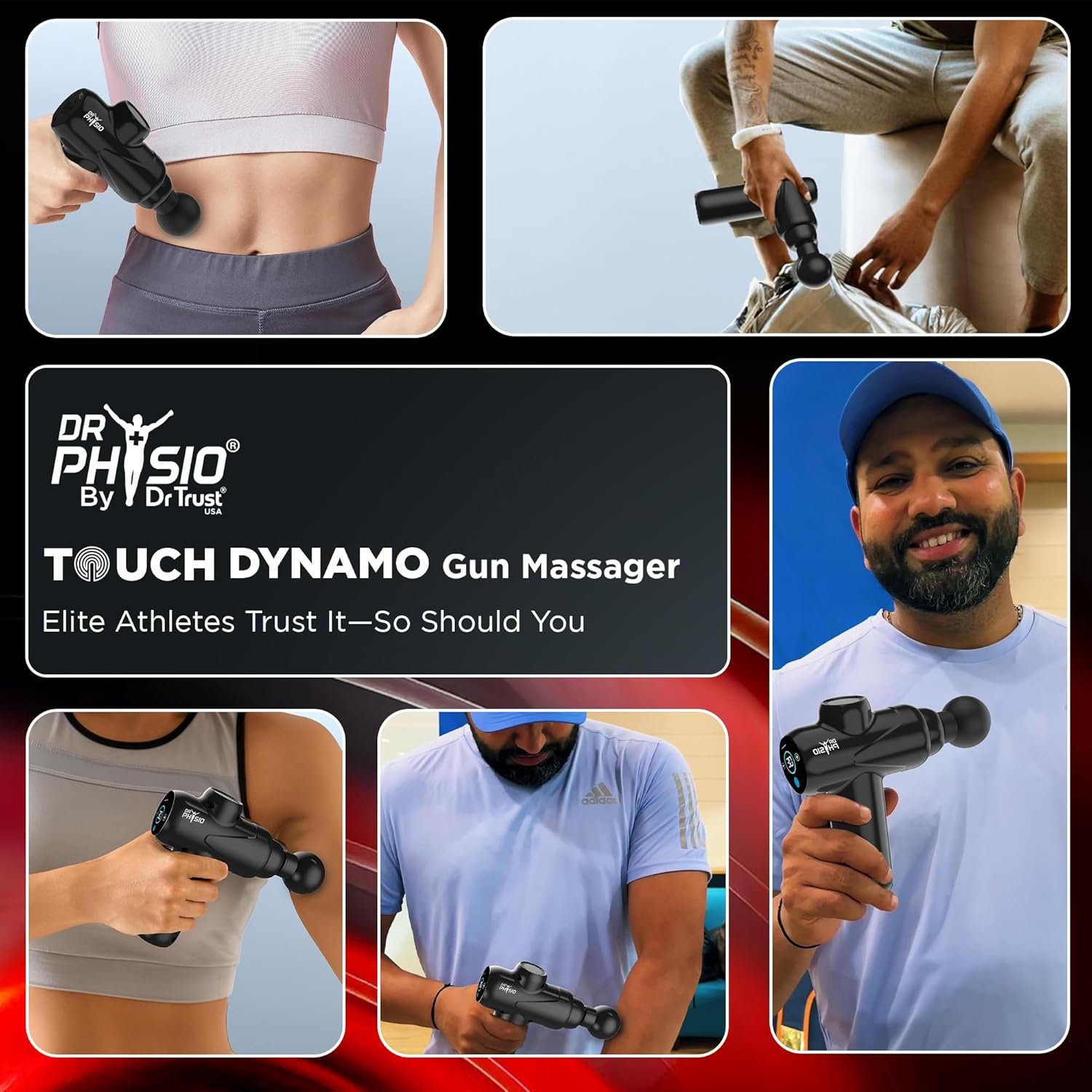 Dr Physio USA Touch Dynamo 1049 Percussion Gun Massager for Full Body Pain Relief, Rechargeable Cordless Deep Tissue Massage Machine for Legs & Arms, Use at Home, Gym & During Travel - Image 5