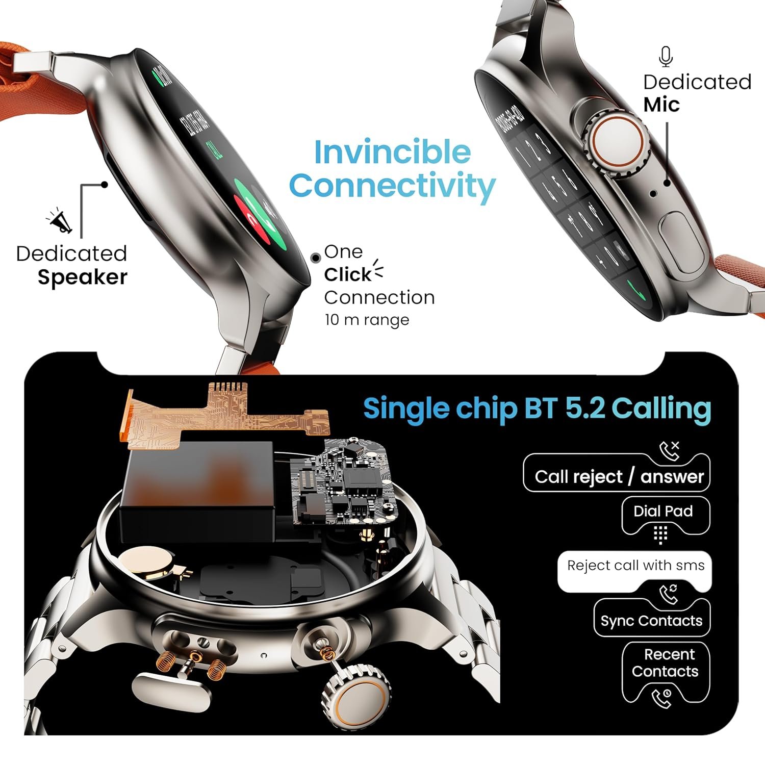 Boult GOBOULT Newly Launched Crown R Pro Smart Watch 1.43''HD AMOLED,Bluetooth Calling,Working Crown,Zinc Alloy Frame,600 Nits Brightness,AI Voice Assistant,SpO2 Monitoring,120,Sports Mode (Chrome) - Image 8