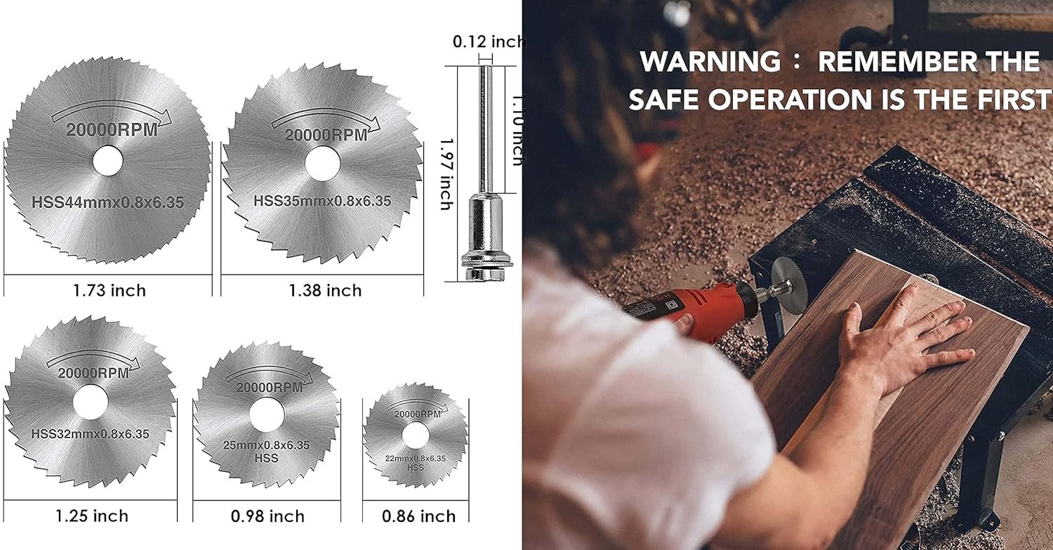 DIY Crafts 5 - Pcs HSS Rotary Saw Blades Blade Disc Saw Carving Buffing Grinder Replacement Mandrel Set Mini Circular Cutter Rotary Tool Cutting Useful Dno2 (Pack Of 1 Kit, Multi Color) - Image 7