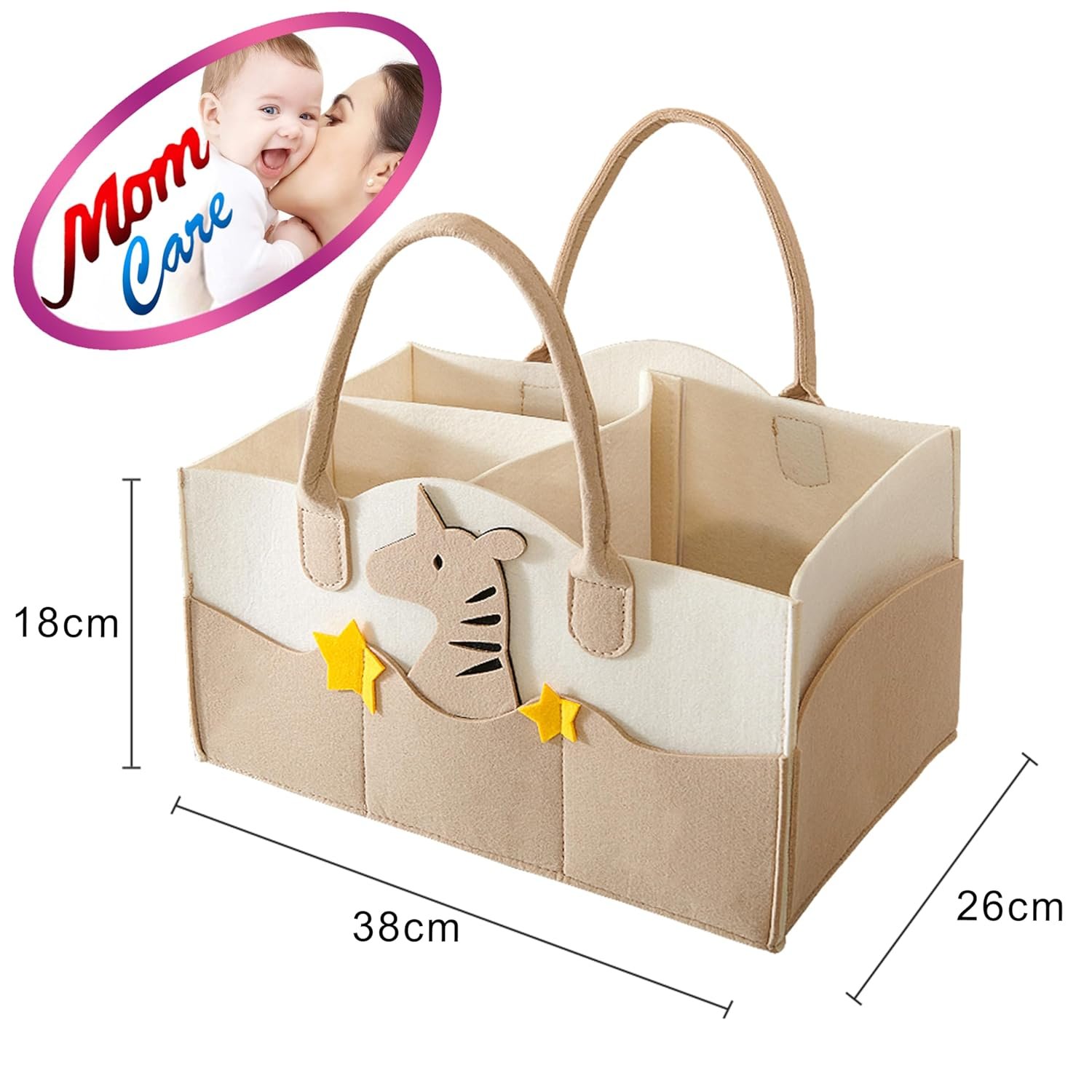 MOM CARE Baby Diaper Storage Organizer Nappies Bag For Mother Stylish Storage Bag For All Newborn Baby Products Nursery Basket -Brown - Image 9