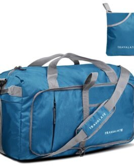 TRAVALATE 50L Foldable Travel Polyester Duffle Bag With Separate Shoe Compartment And Adjustable Shoulder Strap| Water And Tear Resistant Overnight Bag For Men & Women Blue, 25.4 Cm