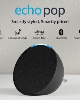 Amazon Echo Pop| Smart speaker with Alexa and Bluetooth| Loud sound, balanced bass, crisp vocals| Black