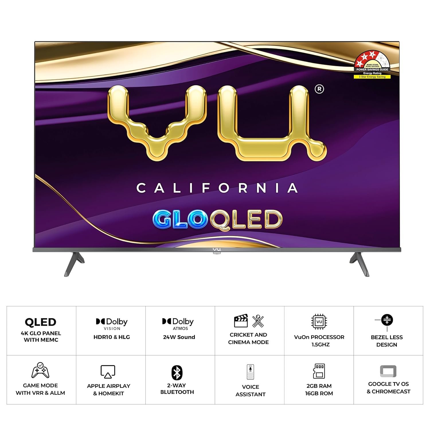 VU 108cm (43 inches) GloQLED Series 4K QLED Smart Google TV 43GLOQLED25 - Image 2