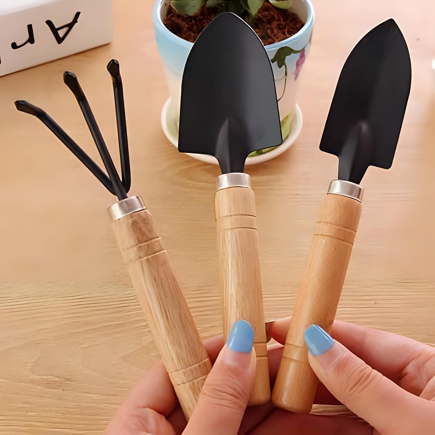 Oblivion 3 Pcs Gardening Tool Set, Hand Tool Kit for Home Gardening, Small Sized Hand Cultivator, Small Trowel & Garden Fork, Perfectly Sized for Kids, Ideal for Home Gardening, Flower Pot and Lawn - Image 6