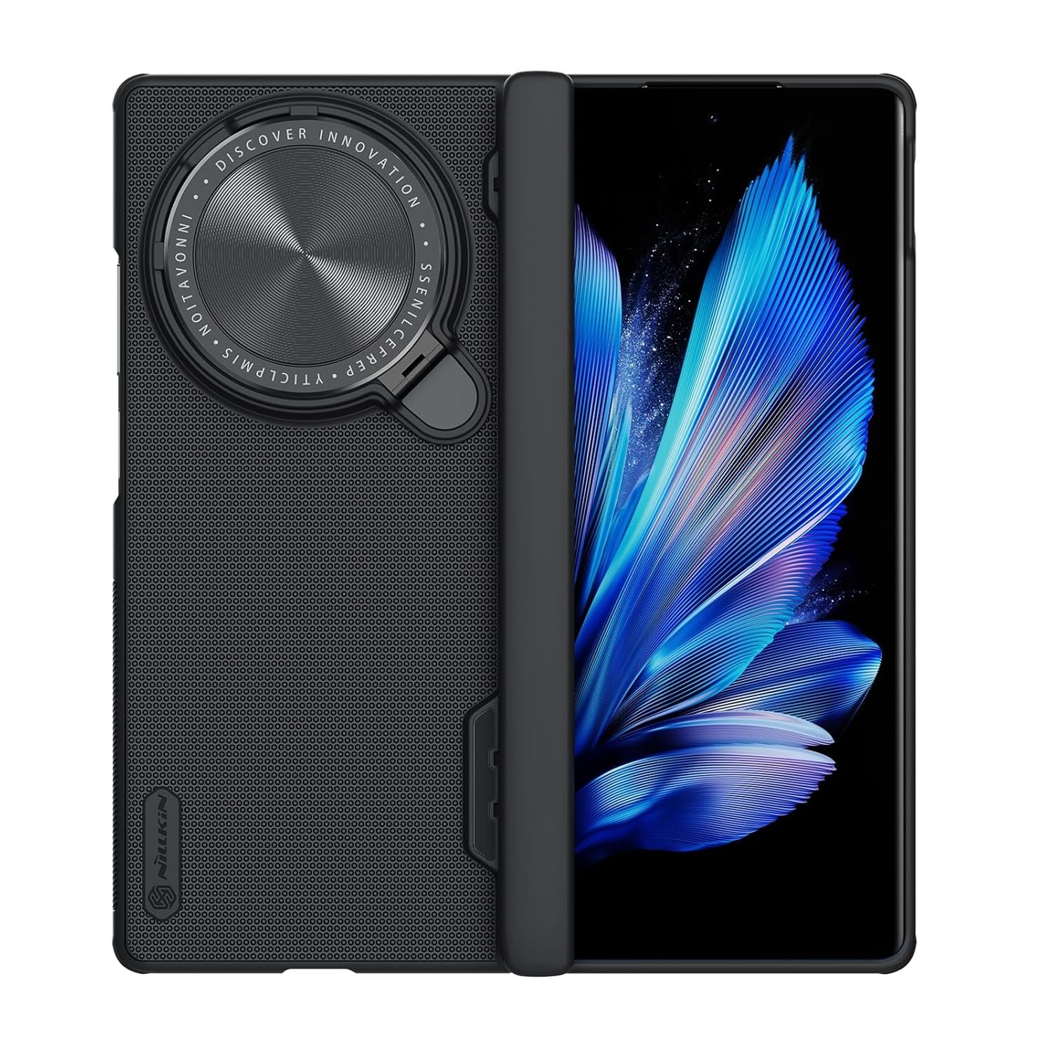 Nillkin Case for Vivo X Fold 3 Pro (8.03" Inch) Super Frosted Shield Prop Flip Style Lens Camera Protect Mobile Holder TPU + PC Wireless Charging Black Color
