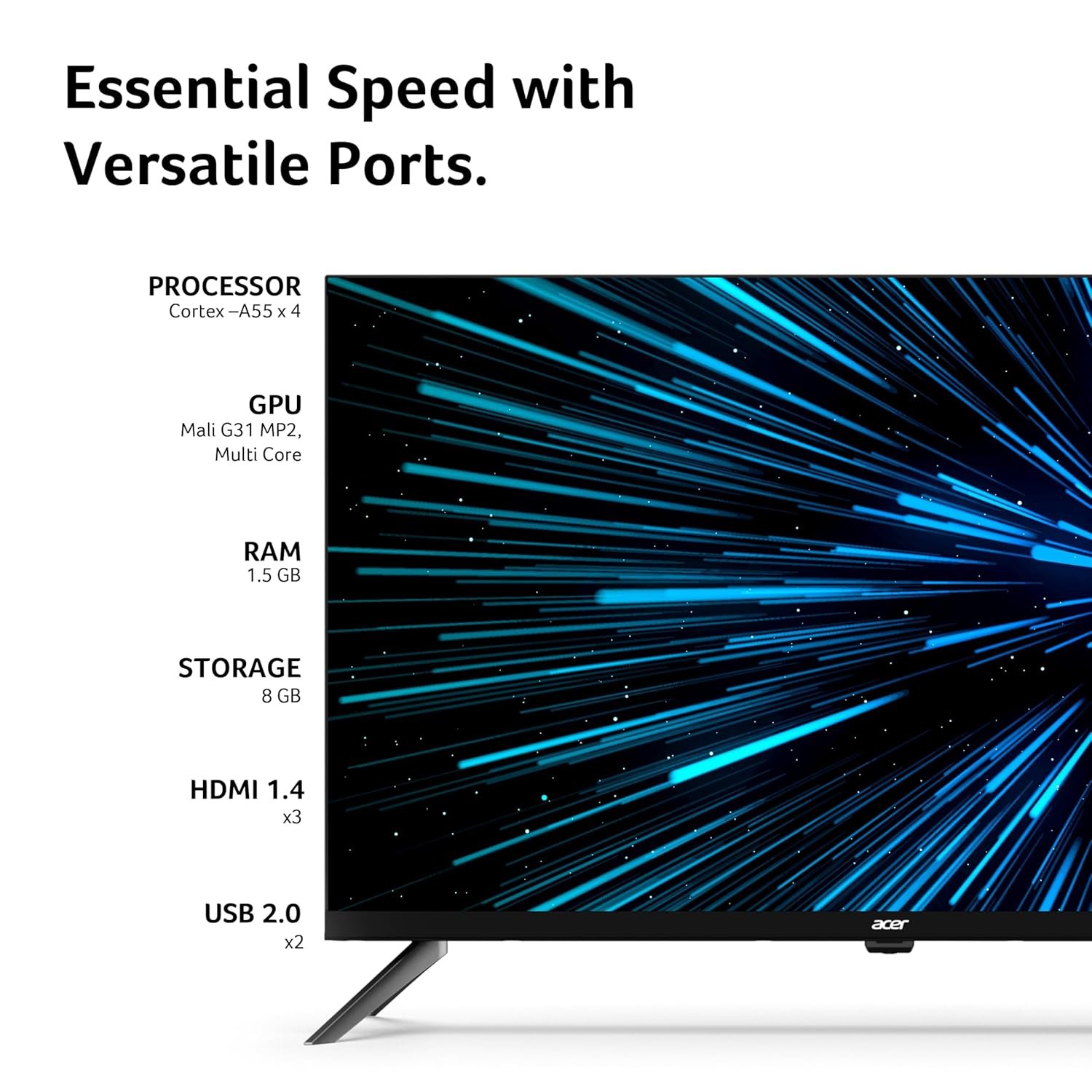 Acer 80 cm (32 inches) J Series HD Ready Smart Google LED TV (Black) - Image 7