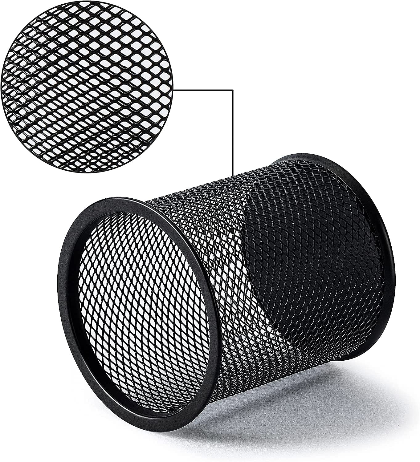 GLUN® Round Black Mesh Metal Desk Pen, Pencil and Other Stationery Organiser Holder, Use at Office, School and Home Pack of 1 - Image 3