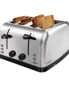Russell Hobbs 18790 1250/1500 Watt Premium Stainless Steel 4 Slice Automatic Pop-Up Toaster with 2 Year Manufacturer Warranty – 1500 Watts