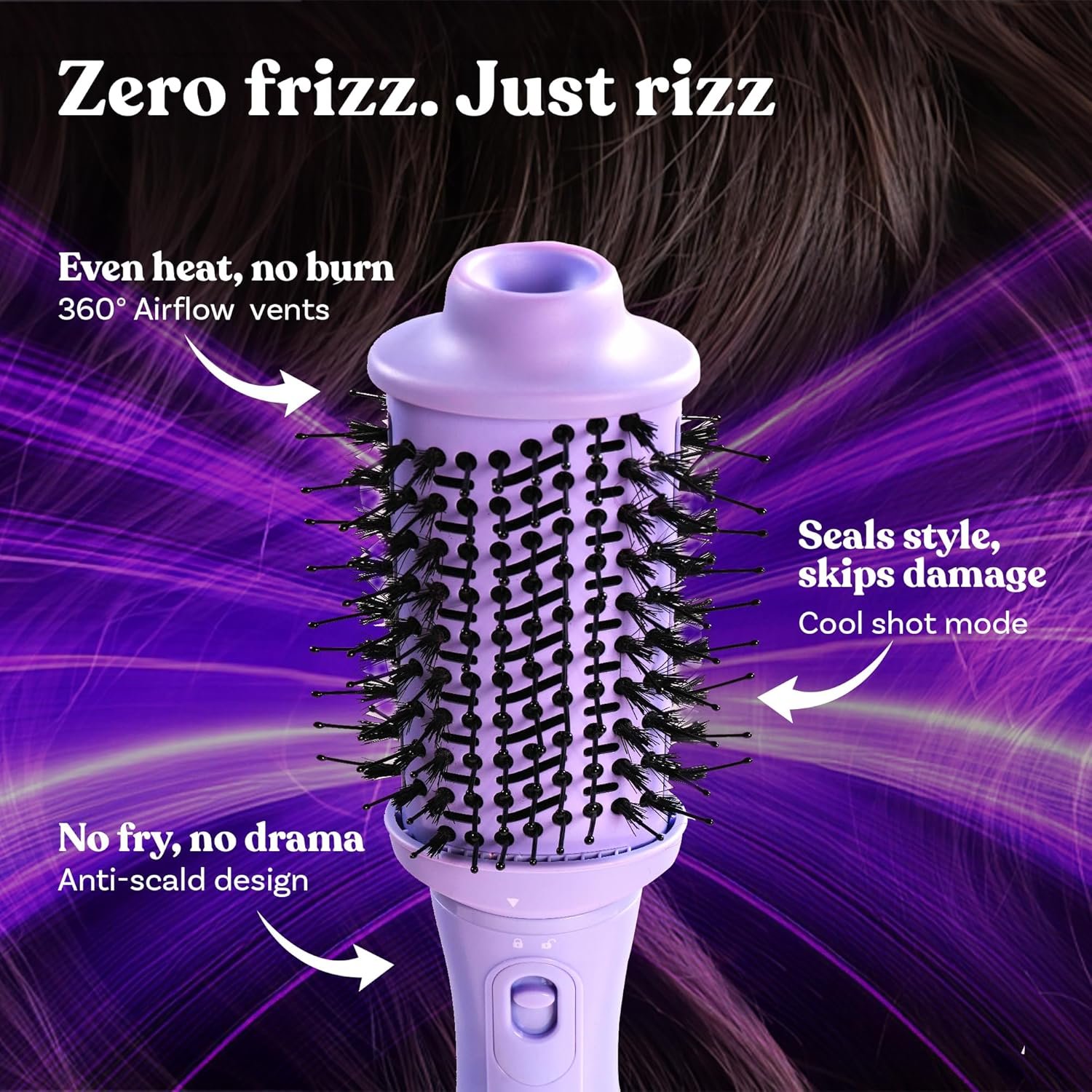 BOMBAE Hairess lonic 3-in-1 Hot Air Brush Dryer, Curl, Volumizer & Straightener | 1200W Power, Ceramic-Coated, 360° Airflow & Cool Shot for Frizz-Free Styling - Image 6