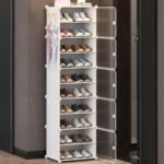AYSIS 𝟏𝟎 𝐒𝐡𝐞𝐥𝐟 DIY Shoe Rack Box Organizer | Multi-Purpose Plastic Shoe Rack for Home | Home Storage Shoe Rack with Door for Entryway, Chappal Slipper Sandals Shoe Stand【White, 10-Shelf-5-Door】