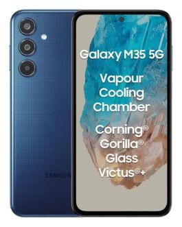 Samsung Galaxy M35 5G (Moonlight Blue,8GB RAM,128GB Storage)| Corning Gorilla Glass Victus+| AnTuTu Score 595K+| Vapour Cooling Chamber| 6000mAh Battery| 120Hz Super AMOLED Display| AI|Without Charger Samsung Galaxy M35 5G (Moonlight Blue,8GB RAM,128GB Storage)| Corning Gorilla Glass Victus+| AnTuTu Score 595K+| Vapour Cooling Chamber| 6000mAh Battery| 120Hz Super AMOLED Display| AI|Without Charger