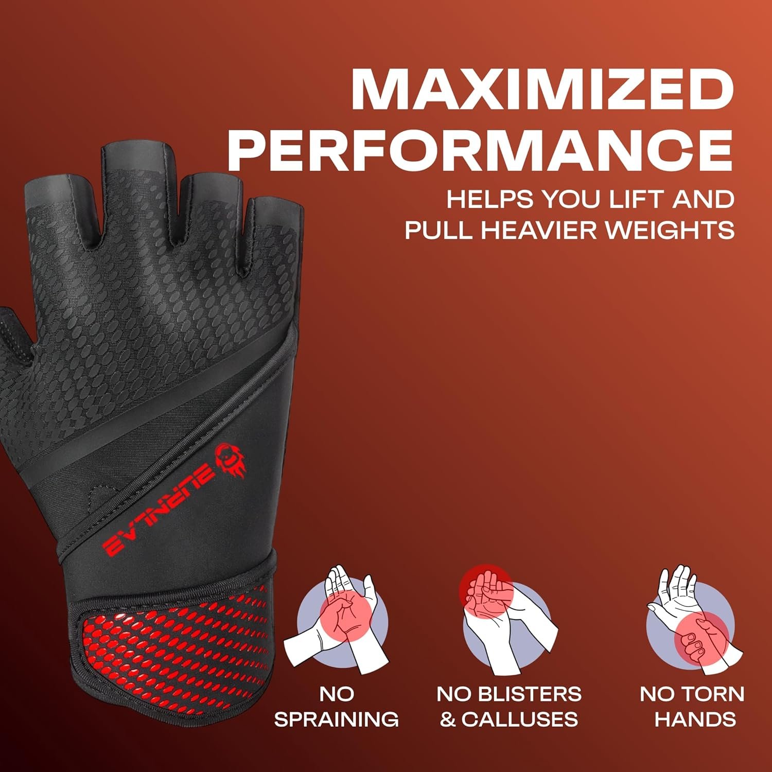BURNLAB Flex Wirst Support Gym Gloves for Men and Women - Ideal for Weightlifting, Cycling, Crossfit, Offers Good Grip and Soft Padding (Black & Red, M) - Image 4