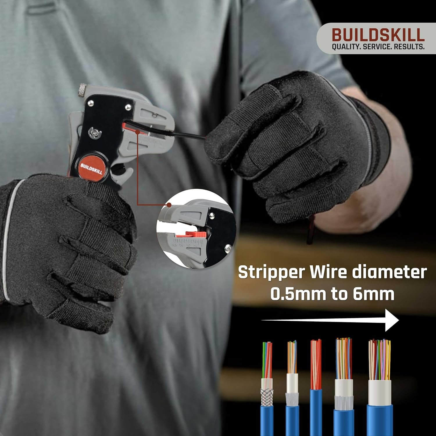 BUILDSKILL 2 IN 1 Automatic Wire Stripping & Cutting Tool – Precision Cutter for Electrical, Automotive, Cords & Cables – Ergonomic Handle with Pressure Adjustment - Image 6