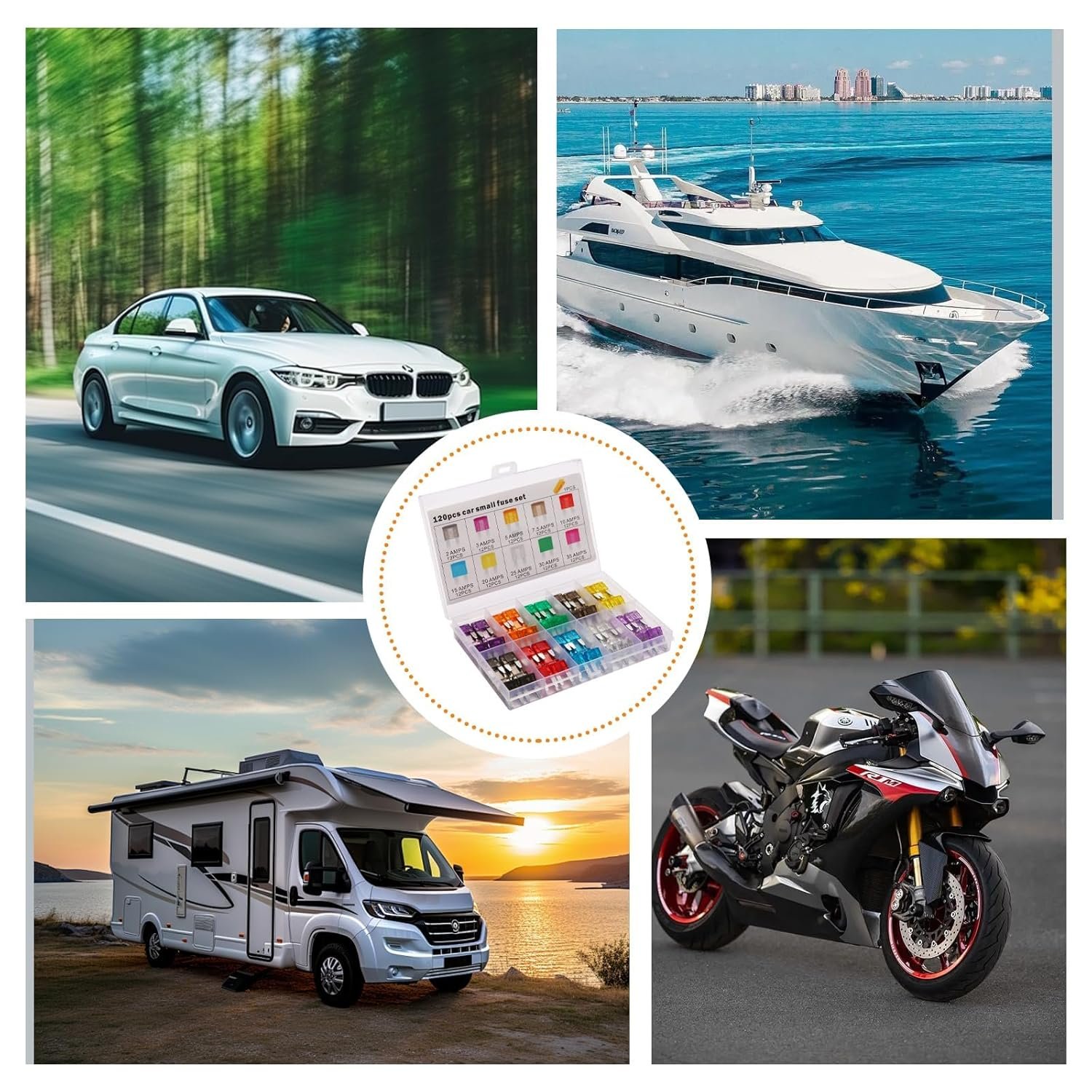 Xfopz 120Pcs Fuse Assortment Kit, Car Boat Truck SUV Auto Automotive Assorted Replacement Blade Mini Fuses -2A 3A 5A 7.5A 10A 15A 20A 25A 30A 35A with Fuse Puller (120) - Image 4