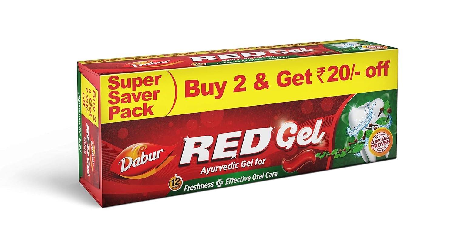 Dabur Red Gel Ayurvedic Toothpaste - 300g (150g x 2, Pack of 2) | Reduction in Bad Breath, Plaque & Gingivitis | Freshness with Protection | For Healthy Gums & Effective Dental Care - Image 4