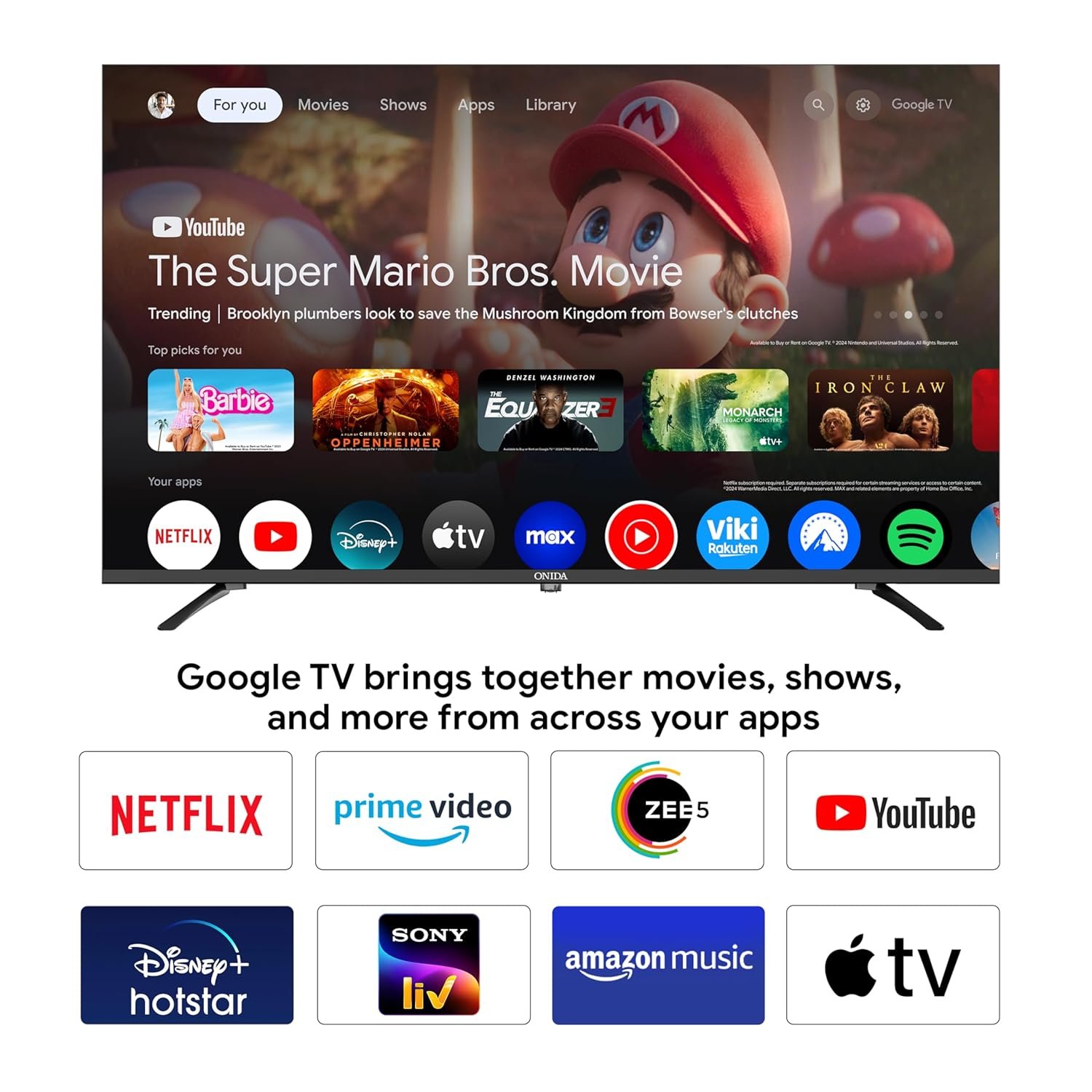 ONIDA 139 cm (55 inches) Nexg Series 4K QLED Smart Google TV QZ55UI - Image 4