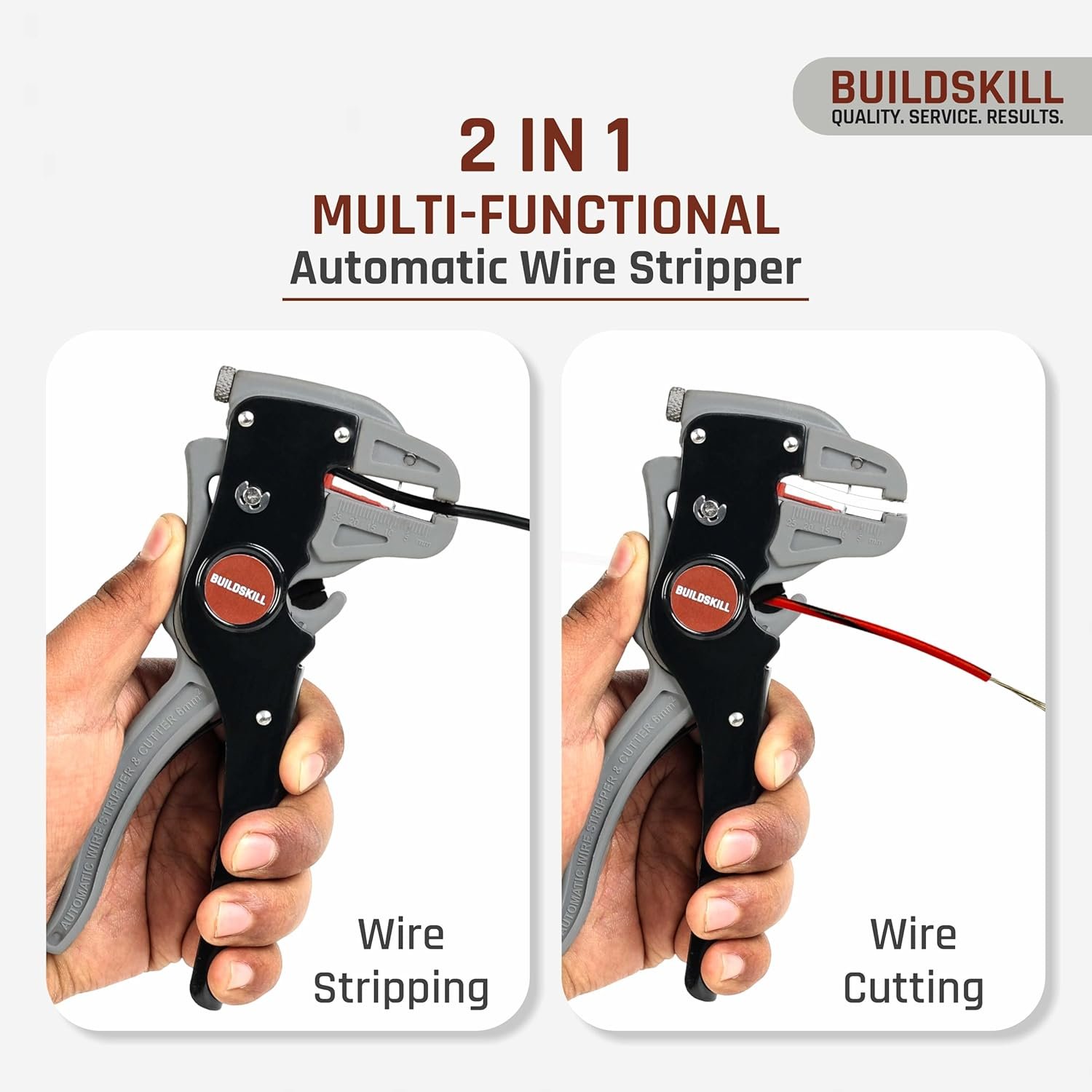 BUILDSKILL 2 IN 1 Automatic Wire Stripping & Cutting Tool – Precision Cutter for Electrical, Automotive, Cords & Cables – Ergonomic Handle with Pressure Adjustment - Image 2