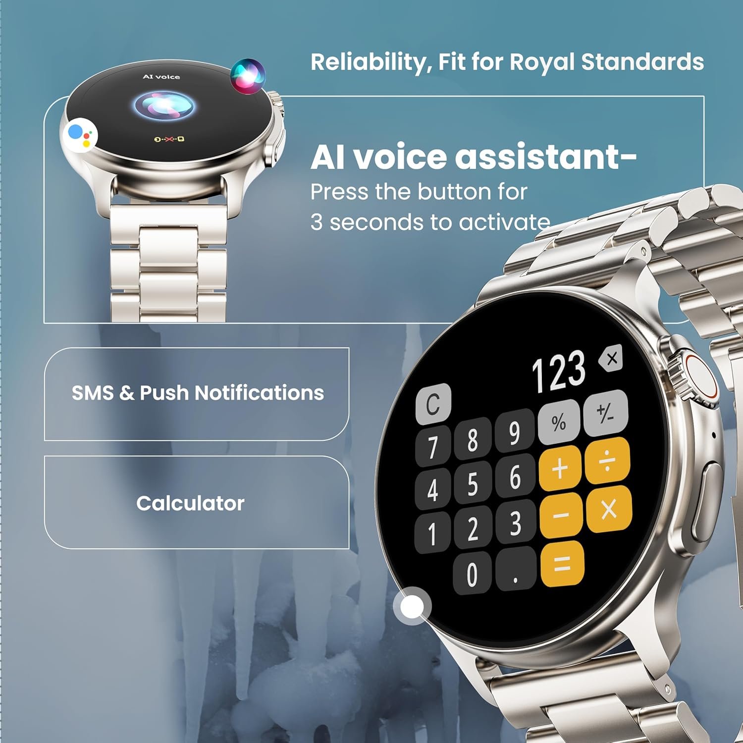 Boult GOBOULT Newly Launched Crown R Pro Smart Watch 1.43''HD AMOLED,Bluetooth Calling,Working Crown,Zinc Alloy Frame,600 Nits Brightness,AI Voice Assistant,SpO2 Monitoring,120,Sports Mode (Chrome) - Image 10