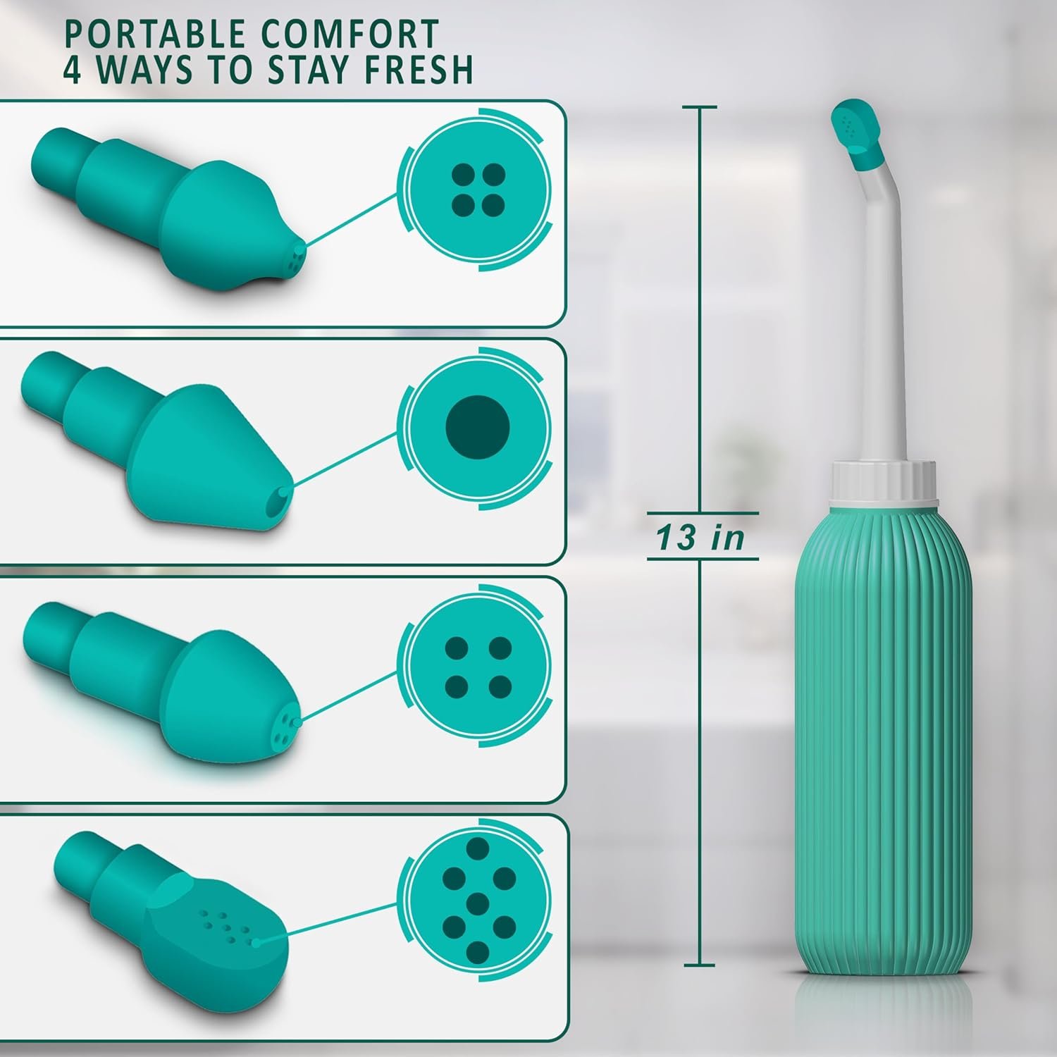 OTICA Portable Bidet Spray for Toilet – 500ML Handheld Personal Hygiene Peri Bottle with Angled Nozzle – Anti-Slip Water Spray for Travel, Postpartum, Perineal care, Camping & Baby Care - Image 4