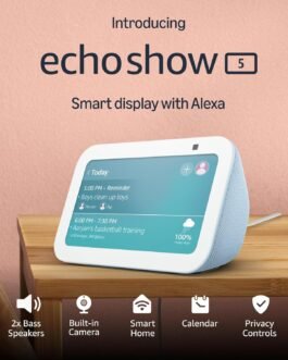 Amazon Echo Show 5 (latest model) | Smart display with Alexa, 2x bass speaker, clearer sound, camera for home monitoring, bluetooth | Cloud Blue