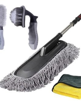 Autofy Car Microfiber Duster & Rim Tyre Cleaner Brush & 800 GSM Microfiber Cloth Car Cleaning Brush for Car Cleaning Car Accessories (Pack of 4) Car Cleaning Combo