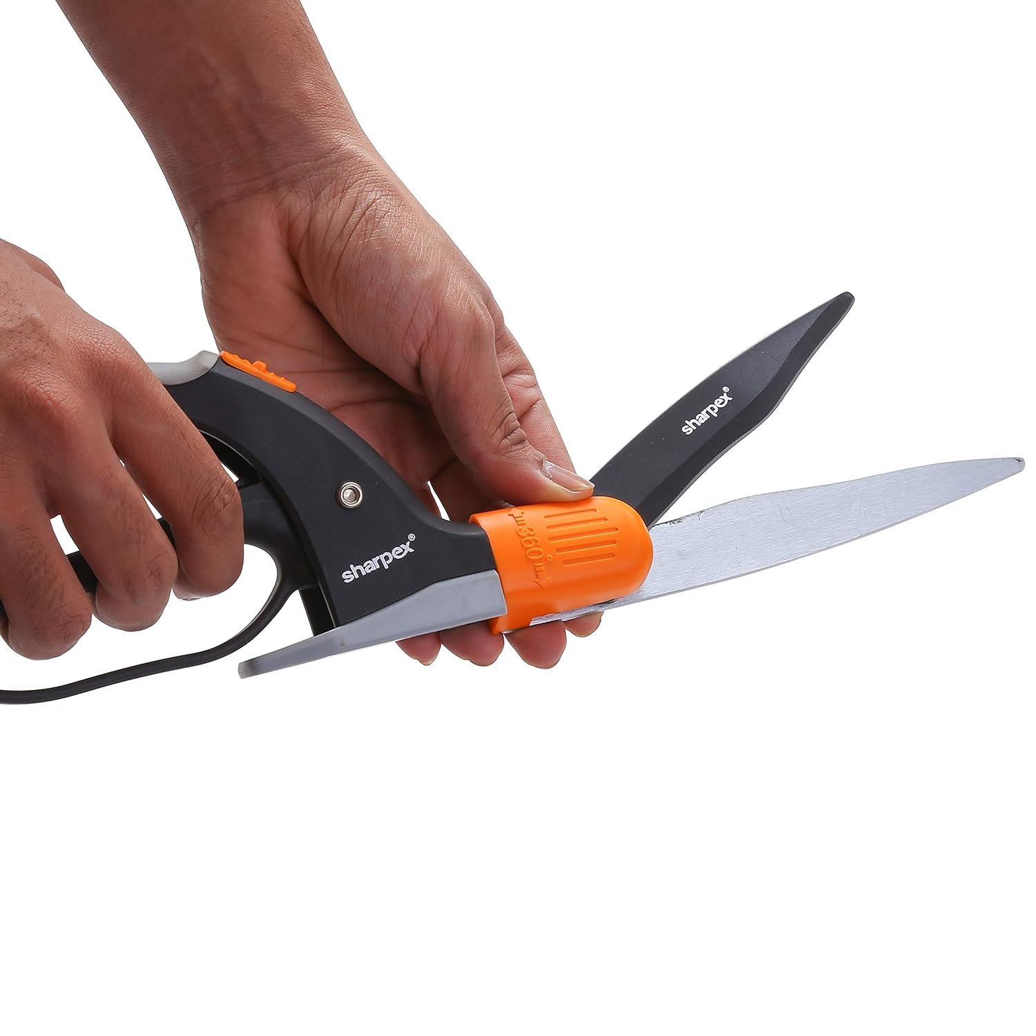 Sharpex Manual Grass Hedge Shears - 360° Rotation Blade, Precision Lawn Edge Trimmer with Heavy-Duty Serrated Blade - Comfortable Ergonomic Design, Dual-Sided Cutting (Orange) - Image 5