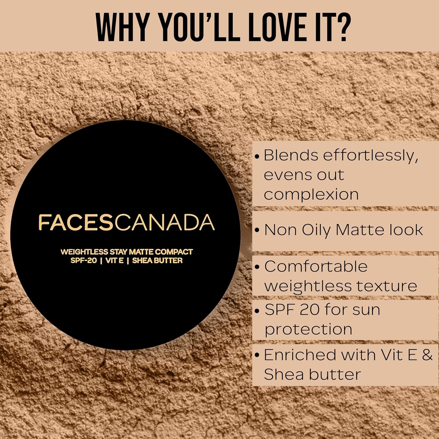 FACESCANADA Weightless Stay Matte Finish Compact Powder - Natural, 9g | Non Oily Matte Look | Evens Out Complexion | Hides Imperfections | Blends Effortlessly | Pressed Powder For All Skin Types - Image 2