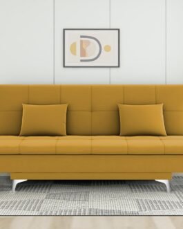 Adorn India Premium New Aspen 3 Seater Sofa Cum Bed 4X6 Velvet Suede with 2 Cushions (Color Yellow) and Suitable for All Indoor, with 3 Years Warranty Adorn India Premium New Aspen 3 Seater Sofa Cum Bed 4X6 Velvet Suede with 2 Cushions (Color Yellow) and Suitable for All Indoor, with 3 Years Warranty