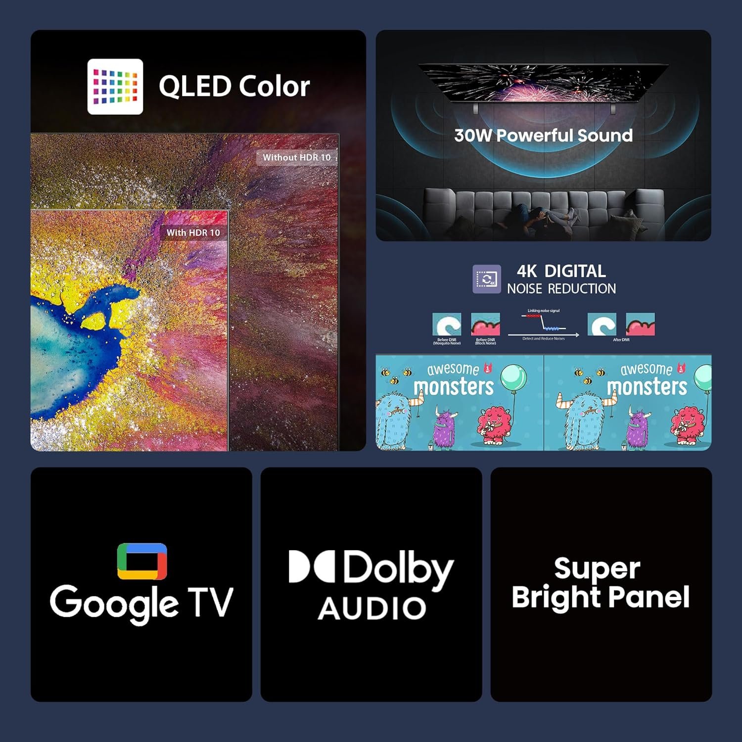 Hisense 108 cm (43 inches) E5Q Series Full HD Smart QLED Google TV 43E5Q (Black) - Image 5