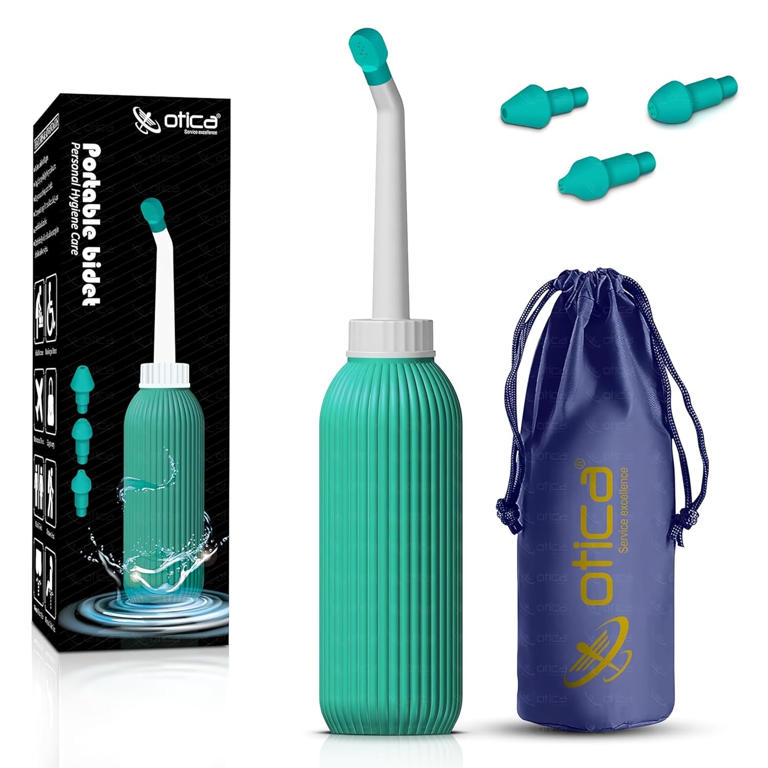 OTICA Portable Bidet Spray for Toilet – 500ML Handheld Personal Hygiene Peri Bottle with Angled Nozzle – Anti-Slip Water Spray for Travel, Postpartum, Perineal care, Camping & Baby Care