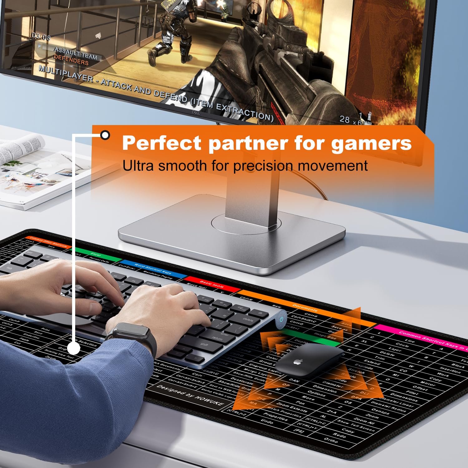 HOWUKE Keyboard Shortcut Mouse Pad, Office/Excel/Word/PPT Shortcuts Cheat Sheet Mat, Quick Key Super Large Anti-Slip Keyboard Pad wit Clear Shortcut Key Patterns(31.5 * 11.8in) - Image 6