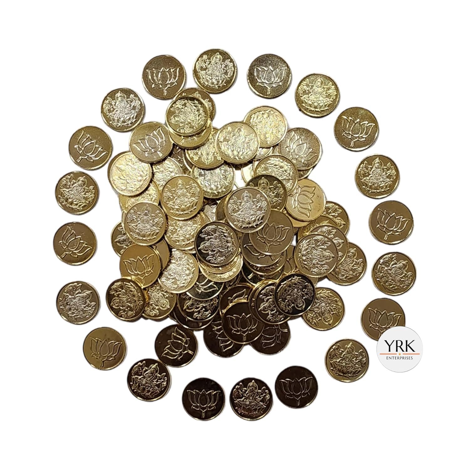 YRK German Silver Lakshmi Gold Dollar 108 | Gold Coins With Lotus 108 Pcs | Dollar - Image 4