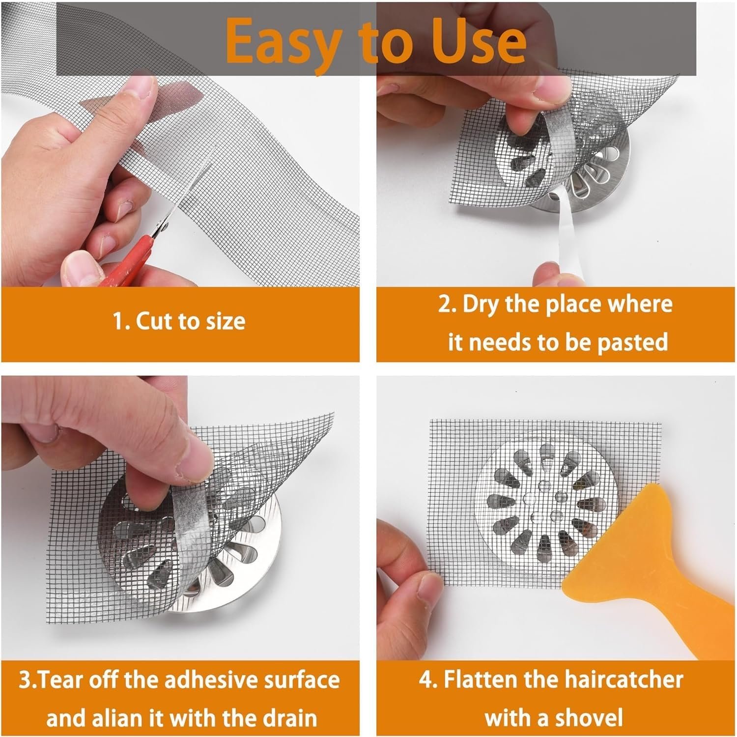 Rushwak Self Adhesive Mesh Roll for Bathroom Drain Kitchen Sink Strainer Disposable Hair Catcher Shower Drain Mesh Stickers Cuttable PVC Mesh Shower Drain Cover Hair Catcher for Any Length (12cm x 4m) - Image 2