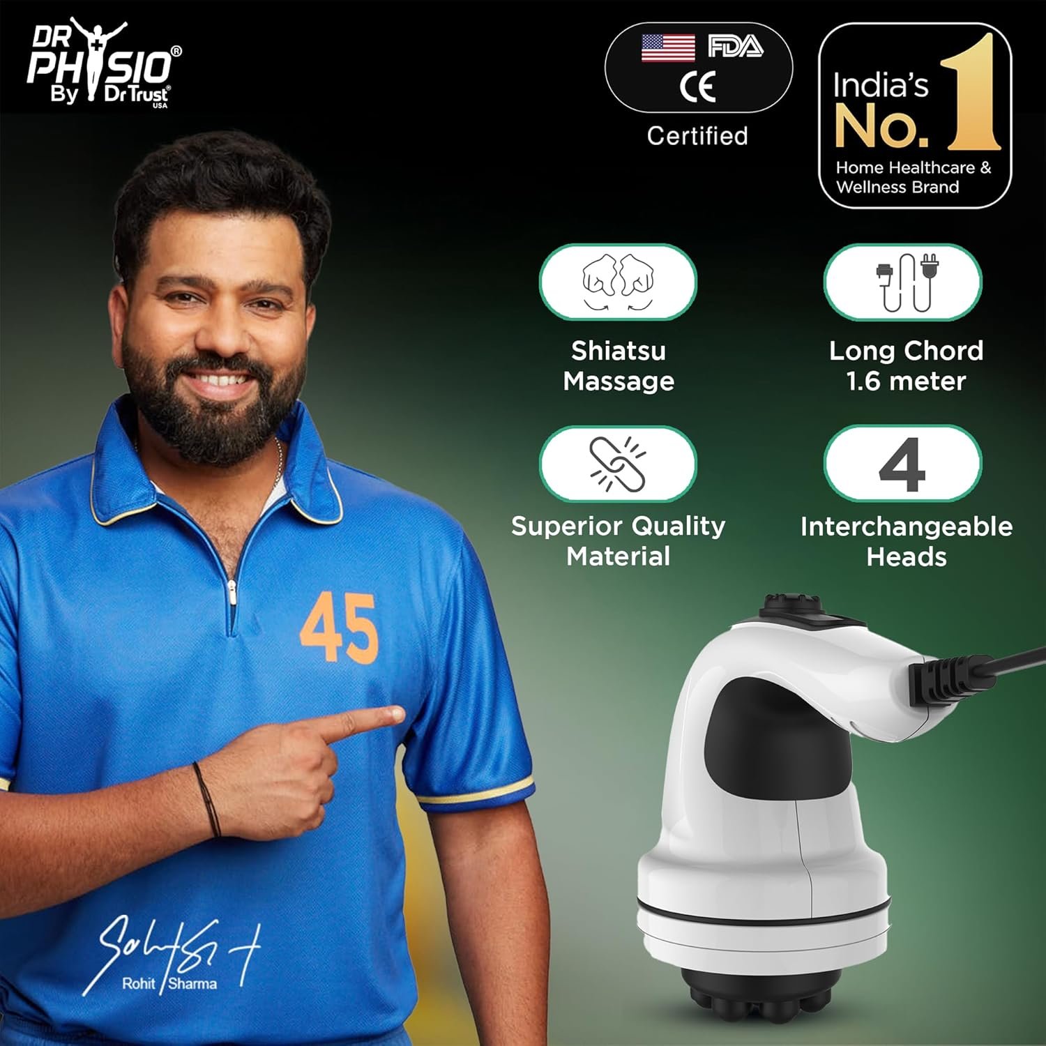 Dr Physio USA Electric Full Body Massager for Pain Relief of Back, Leg & Foot, White - Image 2