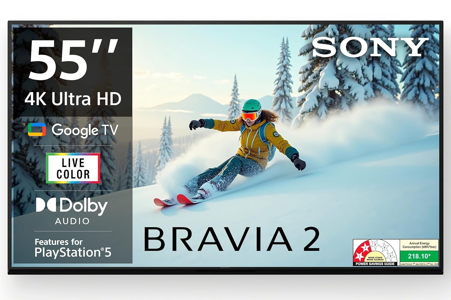 Sony 139 cm (55 inches) BRAVIA 2 4K Ultra HD Smart LED Google TV K-55S25B (Black)