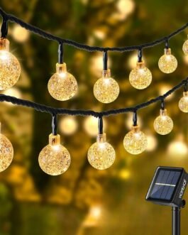 Homehop Solar Outdoor Led Crystal Ball String Light For Home Garden Balcony Terrace Wall Rechargeable Waterproof Decorative Lamp 800Mah Ni-Mh Battery(6.5M, 30 Leds) – 6.5 Meters