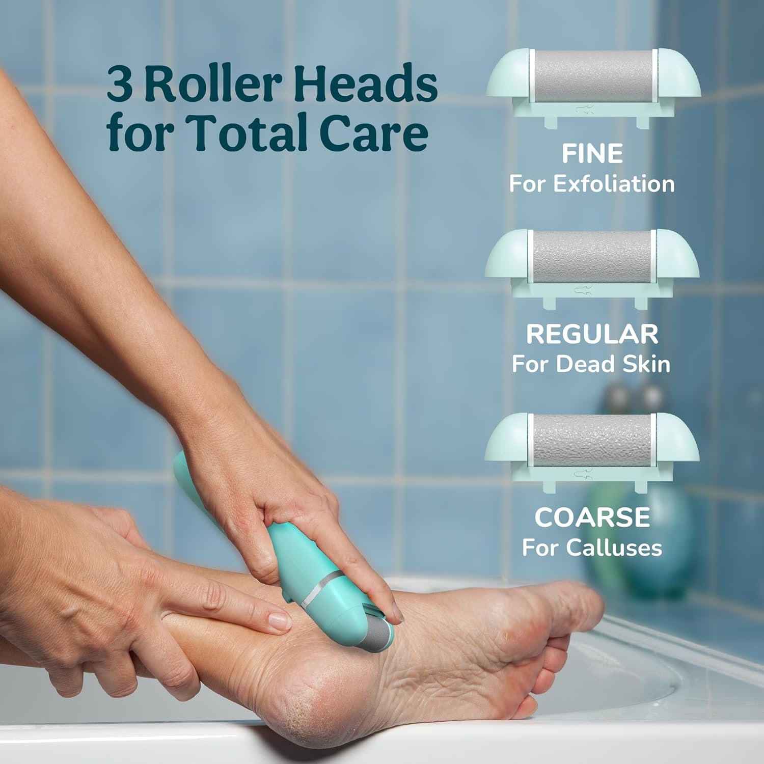 CARESMITH Bloom Callus Remover For Feet Electronic | Foot Scrubber For Dead Skin | 3 Crystal Quartz Heads Suitable For Dead Skin Remover | Pedicure Kit For Women As Foot Cleaner - Image 2